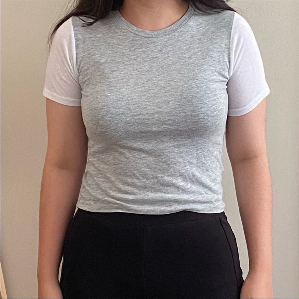 Top Shop Grey and White Crop Top